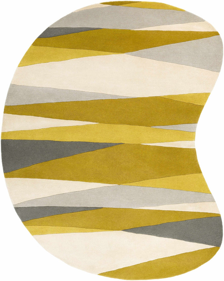 Goodsprings Contemporary Abstract Olive And Gray Wool Rug - The Rug Decor