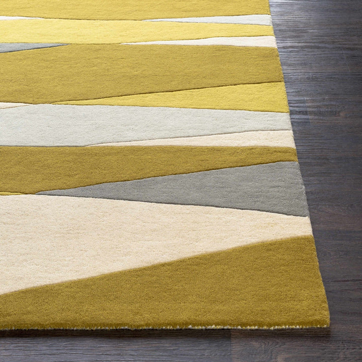 Goodsprings Contemporary Abstract Olive And Gray Wool Rug - The Rug Decor