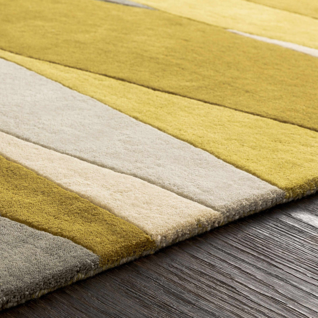 Goodsprings Contemporary Abstract Olive And Gray Wool Rug - The Rug Decor