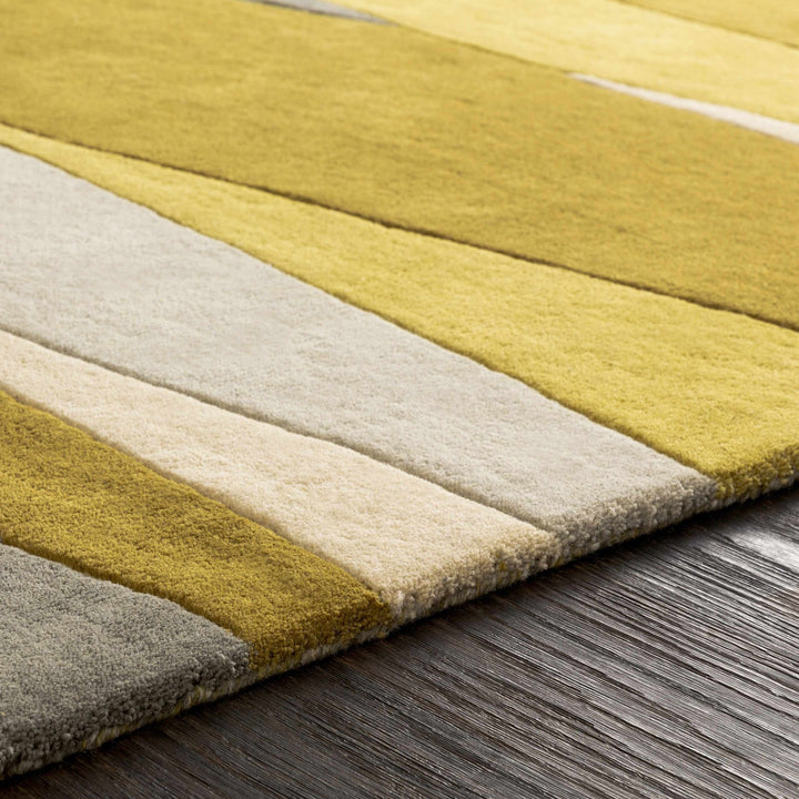 Goodsprings Contemporary Abstract Olive And Gray Wool Rug - The Rug Decor