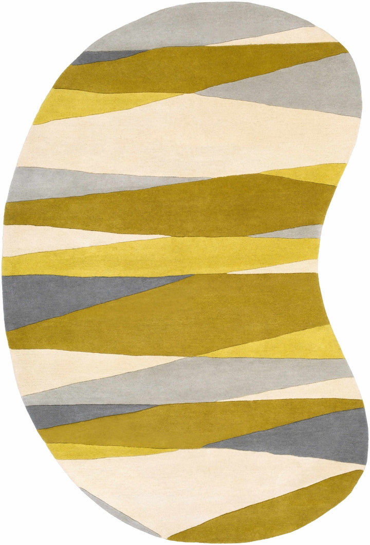 Goodsprings Contemporary Abstract Olive And Gray Wool Rug - The Rug Decor