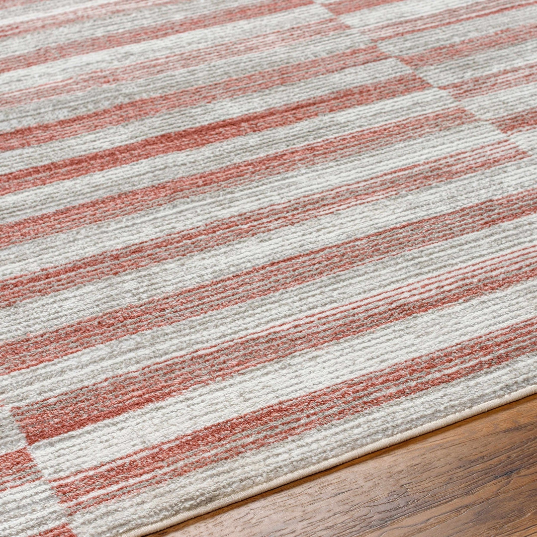 Gorou Contemporary Geometrical Rust And Gray Area Rug - The Rug Decor