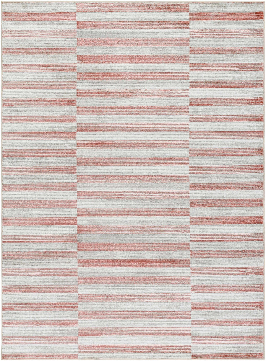 Gorou Contemporary Geometrical Rust And Gray Area Rug - The Rug Decor