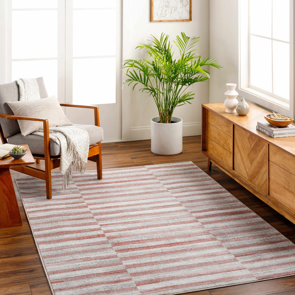 Gorou Contemporary Geometrical Rust And Gray Area Rug - The Rug Decor