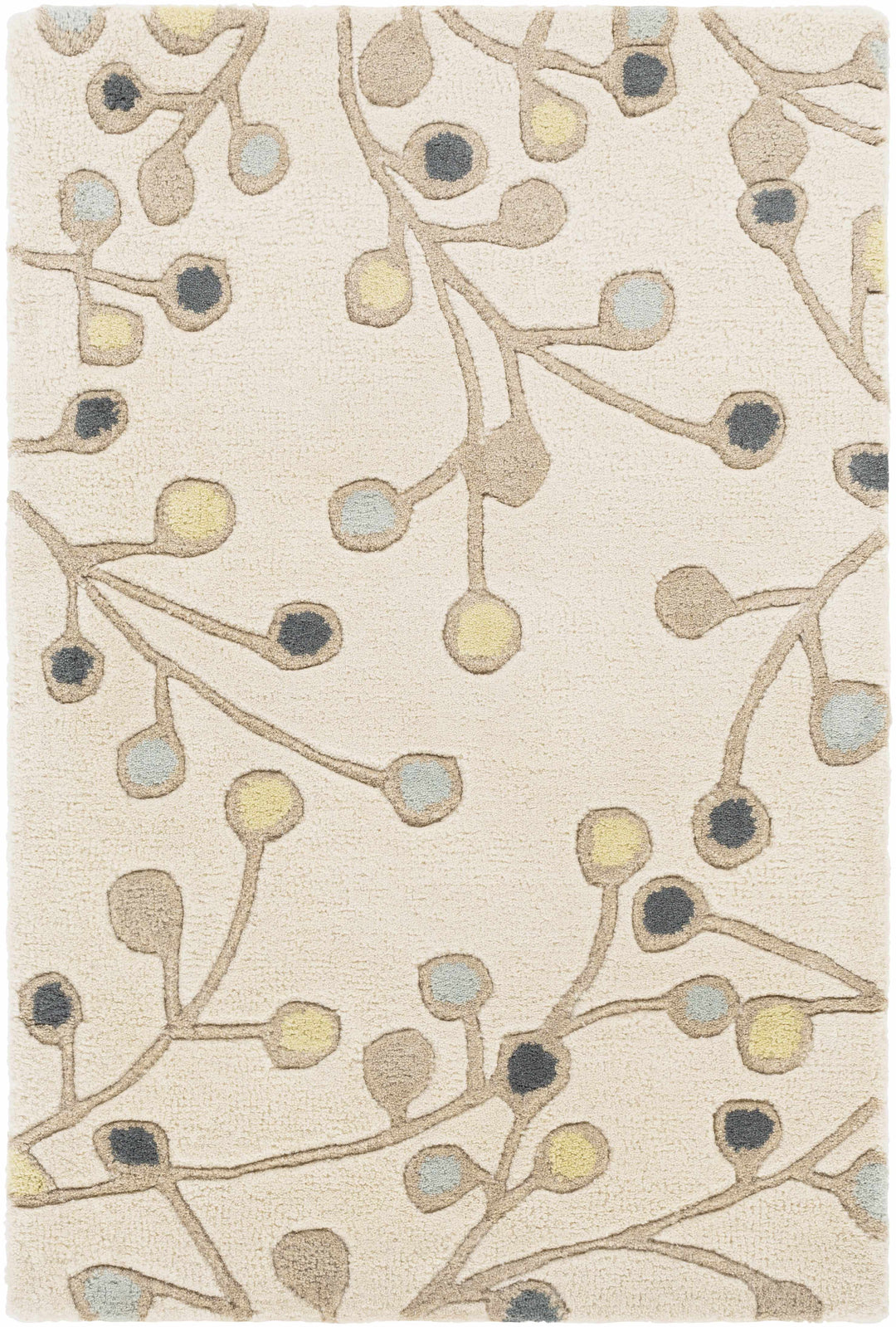 Grafton Botanical Berry Pattern Beige Hand Tufted Wool Rug