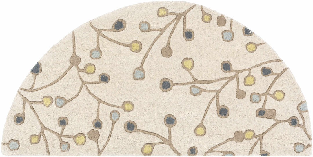 Grafton Botanical Berry Pattern Beige Hand Tufted Wool Rug