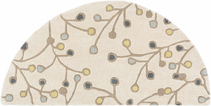Grafton Botanical Berry Pattern Beige Hand Tufted Wool Rug