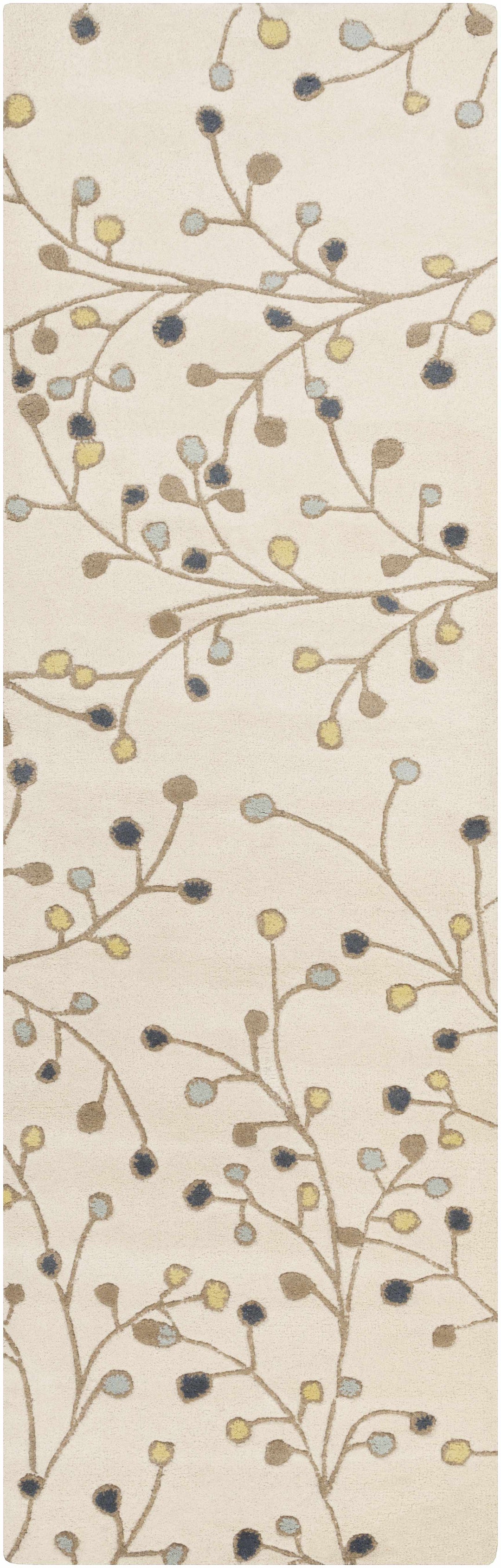 Grafton Botanical Berry Pattern Beige Hand Tufted Wool Rug