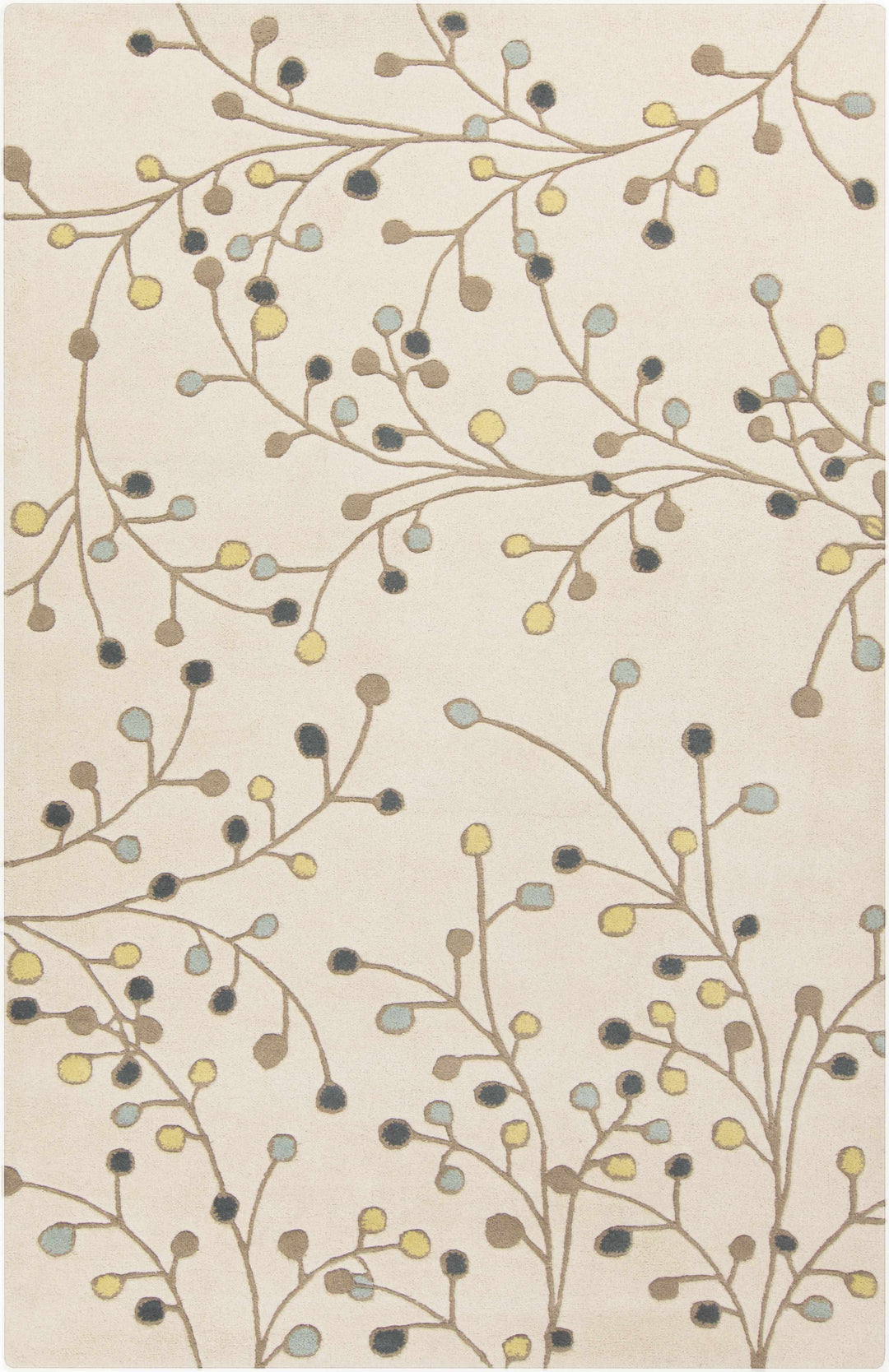 Grafton Botanical Berry Pattern Beige Hand Tufted Wool Rug