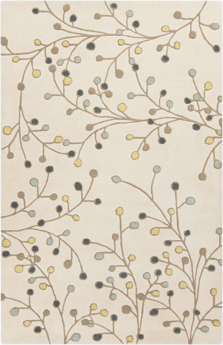 Grafton Botanical Berry Pattern Beige Hand Tufted Wool Rug