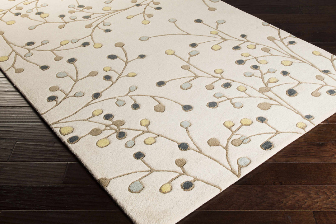 Grafton Botanical Berry Pattern Beige Hand Tufted Wool Rug