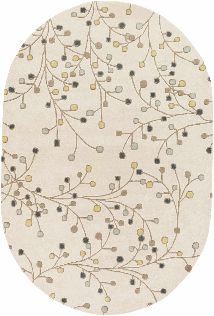 Grafton Botanical Berry Pattern Beige Hand Tufted Wool Rug