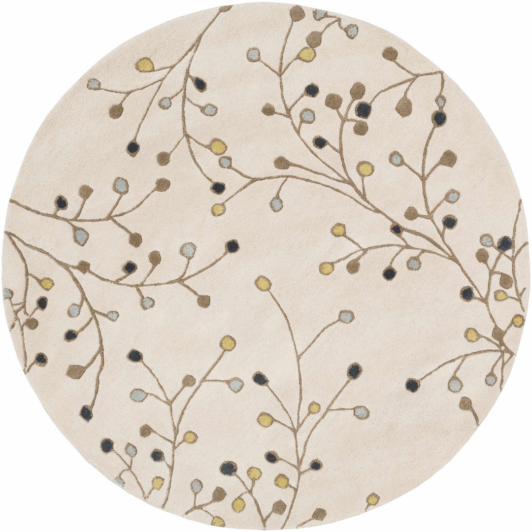 Grafton Botanical Berry Pattern Beige Hand Tufted Wool Rug