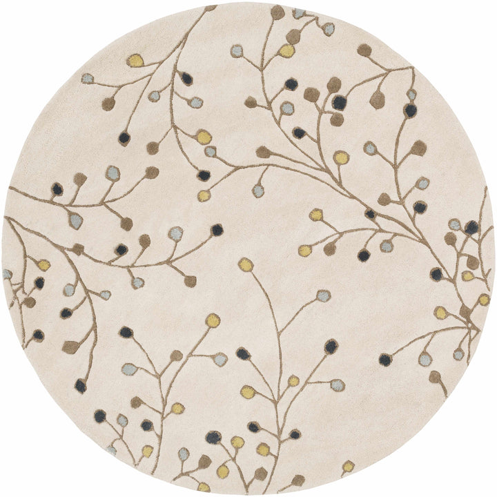 Grafton Botanical Berry Pattern Beige Hand Tufted Wool Rug