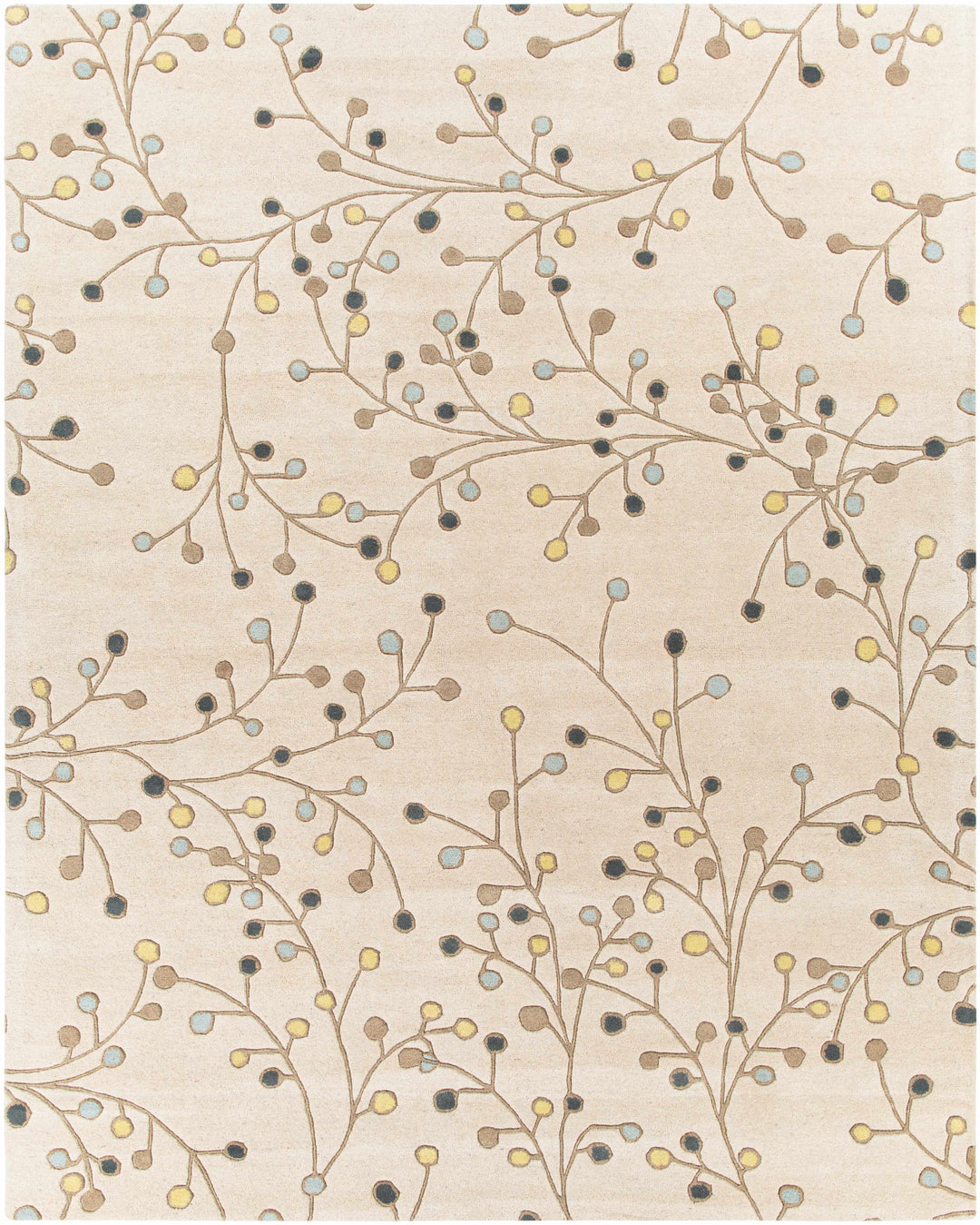 Grafton Botanical Berry Pattern Beige Hand Tufted Wool Rug