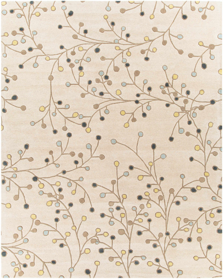 Grafton Botanical Berry Pattern Beige Hand Tufted Wool Rug