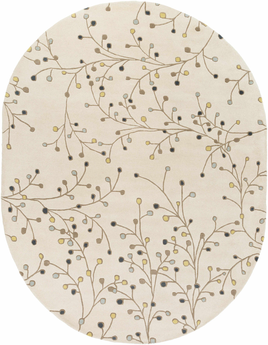 Grafton Botanical Berry Pattern Beige Hand Tufted Wool Rug