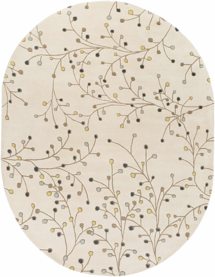 Grafton Botanical Berry Pattern Beige Hand Tufted Wool Rug