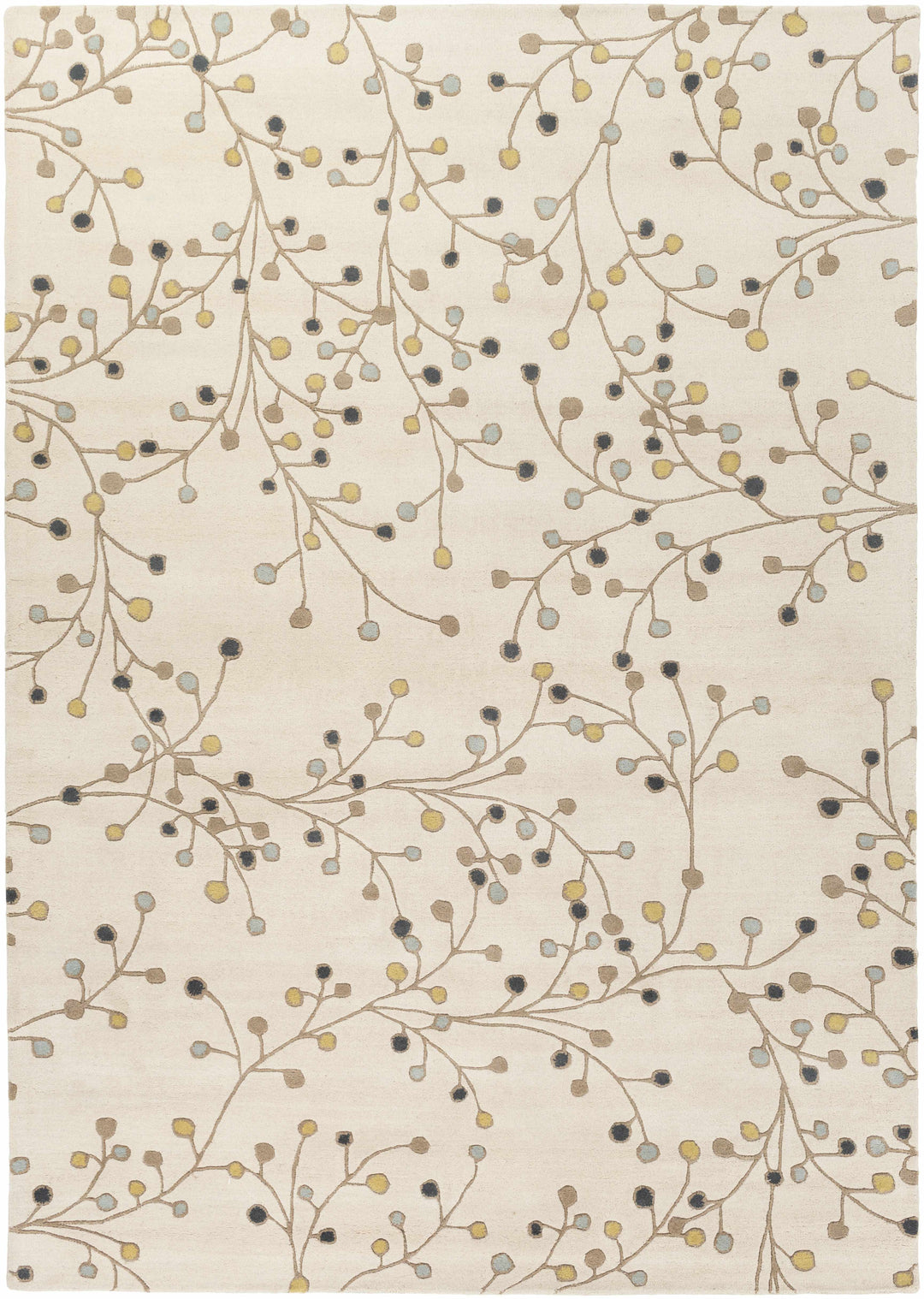 Grafton Botanical Berry Pattern Beige Hand Tufted Wool Rug