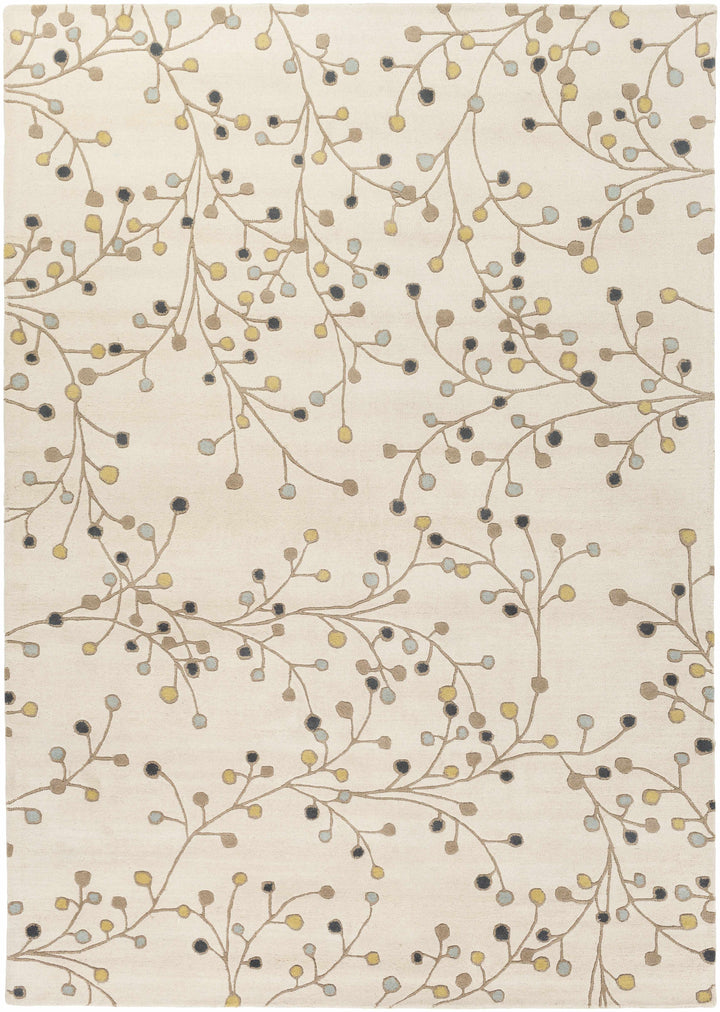 Grafton Botanical Berry Pattern Beige Hand Tufted Wool Rug