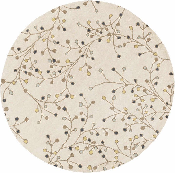 Grafton Botanical Berry Pattern Beige Hand Tufted Wool Rug