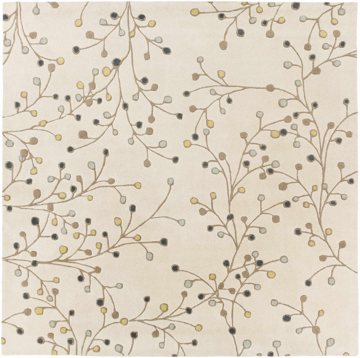 Grafton Botanical Berry Pattern Beige Hand Tufted Wool Rug