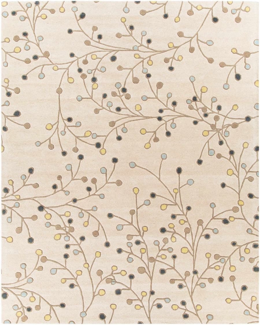 Grafton Botanical Berry Pattern Beige Hand Tufted Wool Rug - The Rug Decor