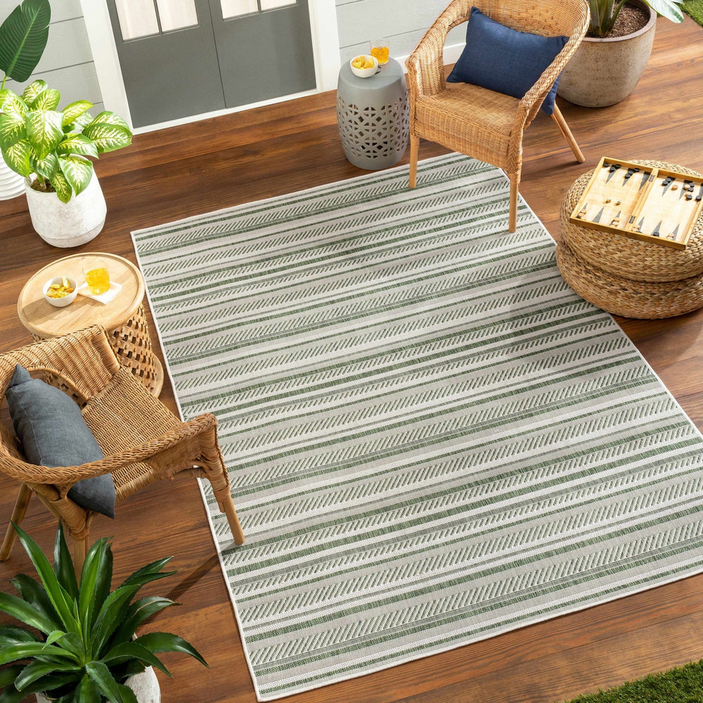 Gram Contemporary Style Green And Ivory Outdoor Rug - The Rug Decor