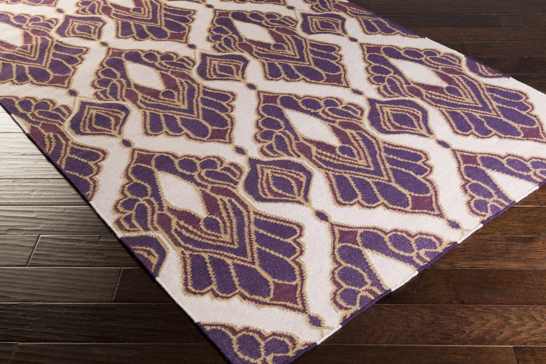 Gravelly Modern Style Purple And Ivory Hand Woven Area Rug - The Rug Decor