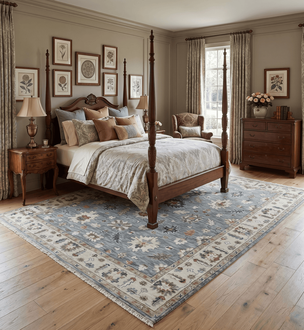 Gray and Beige Hand Knotted Traditional Oushak custom Made Wool Area Rug - The Rug Decor
