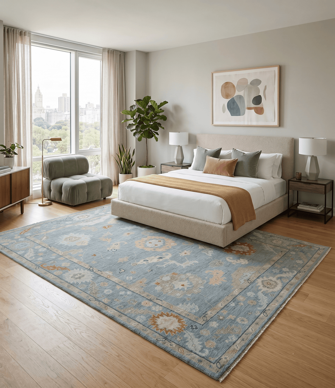 Gray and Beige Hand knotted Traditional Oushak Wool Area Rug - The Rug Decor
