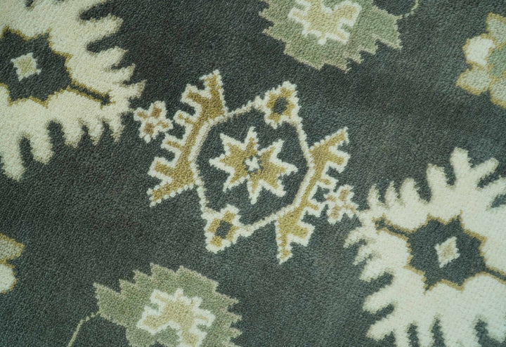 Gray And Beige Oushak Hand Knotted Custom Made Wool Rug - The Rug Decor