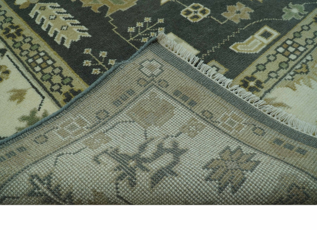 Gray And Beige Oushak Hand Knotted Custom Made Wool Rug - The Rug Decor