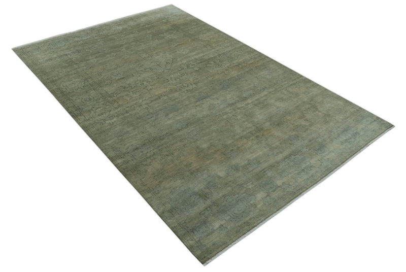 Gray And Beige Traditional Oushak Design 5.8x8.6 Hand Knotted Wool Area Rug - The Rug Decor