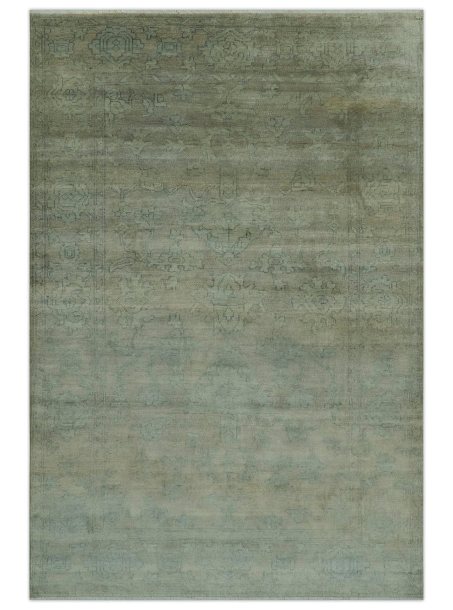 Gray And Beige Traditional Oushak Design 5.8x8.6 Hand Knotted Wool Area Rug - The Rug Decor