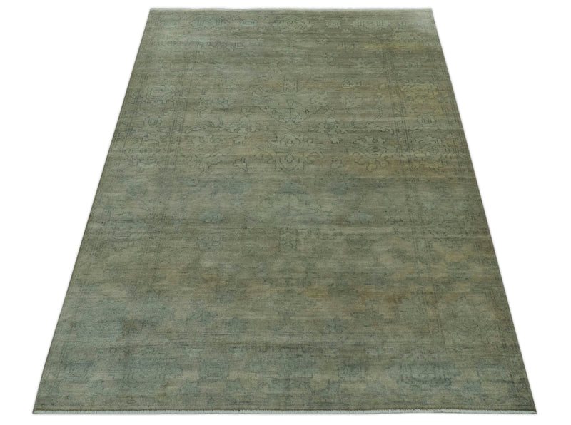 Gray And Beige Traditional Oushak Design 5.8x8.6 Hand Knotted Wool Area Rug - The Rug Decor