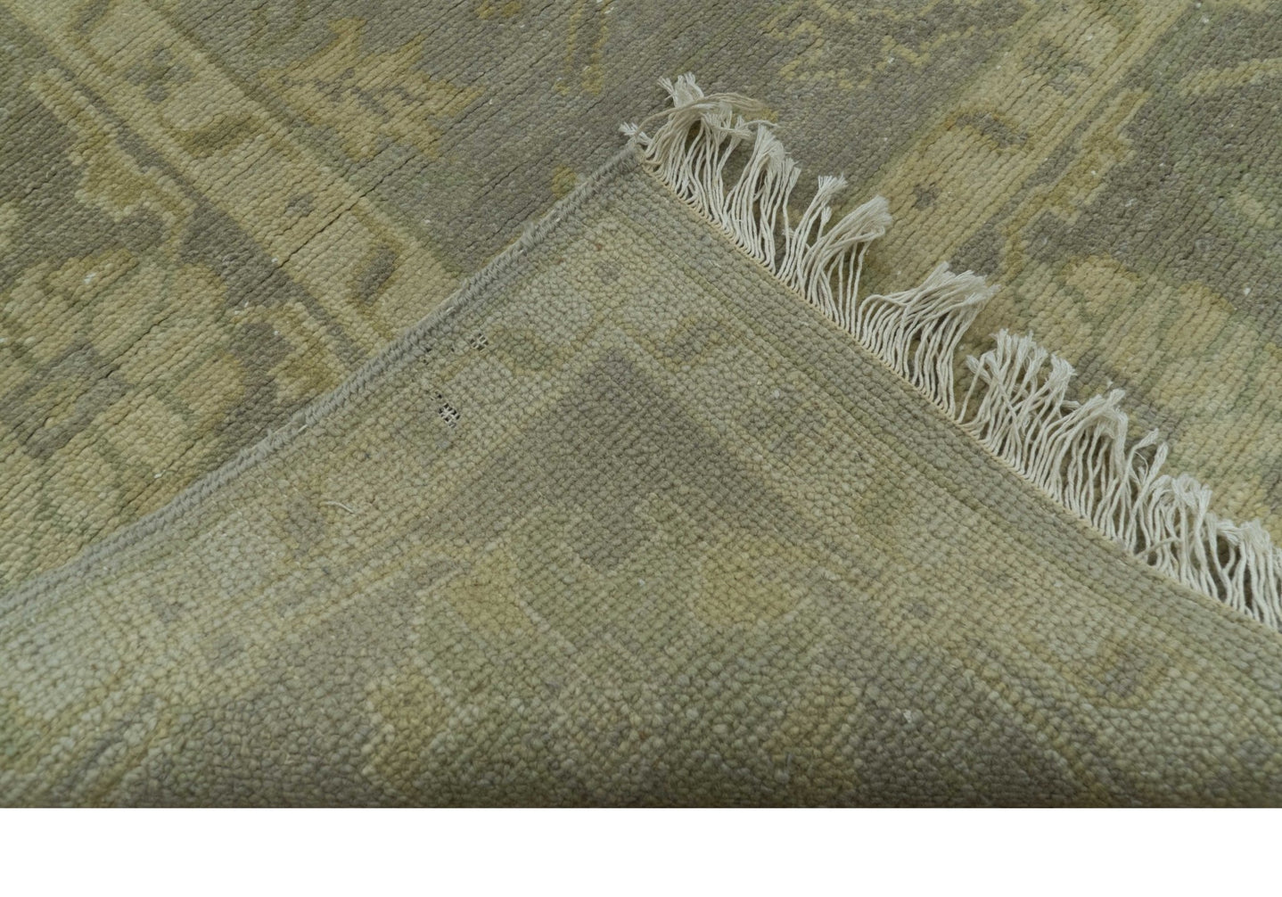 Gray And Beige Traditional Oushak Design Hand Knotted 5.6x8.6 wool area rug - The Rug Decor