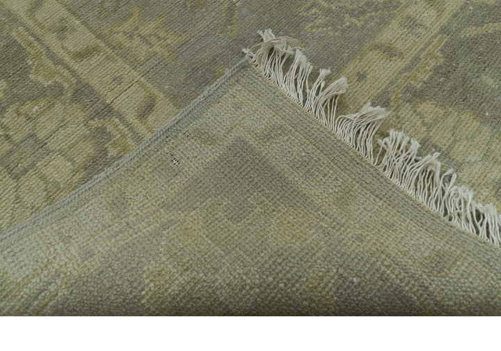 Gray And Beige Traditional Oushak Design Hand Knotted 5.6x8.6 wool area rug - The Rug Decor