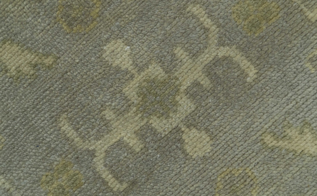 Gray And Beige Traditional Oushak Design Hand Knotted 5.6x8.6 wool area rug - The Rug Decor