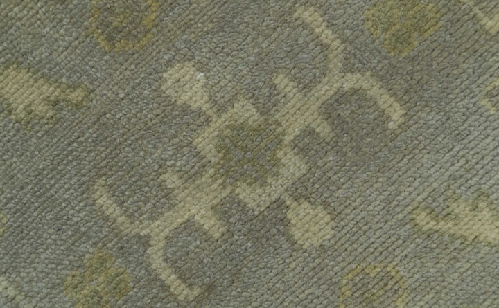 Gray And Beige Traditional Oushak Design Hand Knotted 5.6x8.6 wool area rug - The Rug Decor
