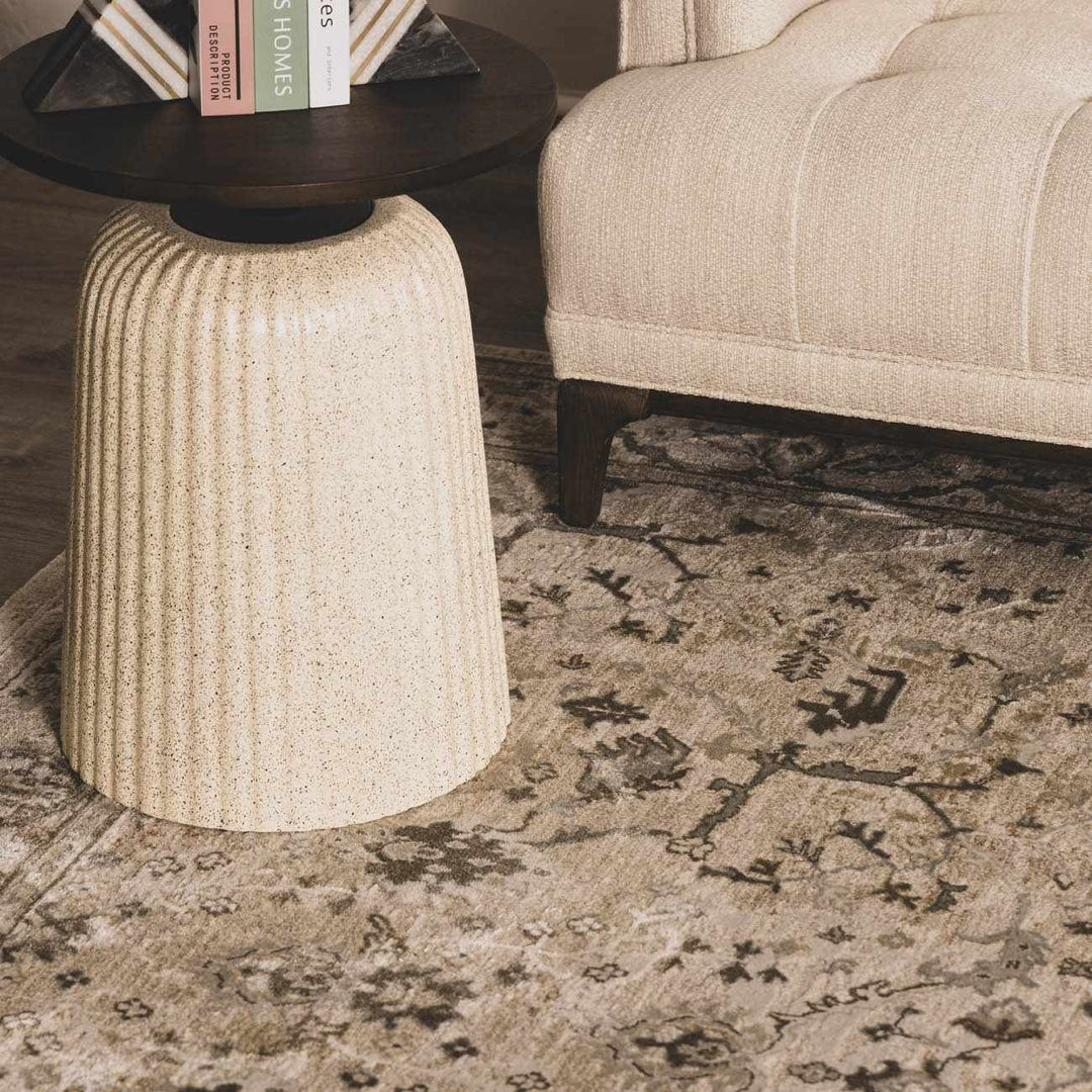 Gray And Beige Traditional Style medallion Rug - The Rug Decor