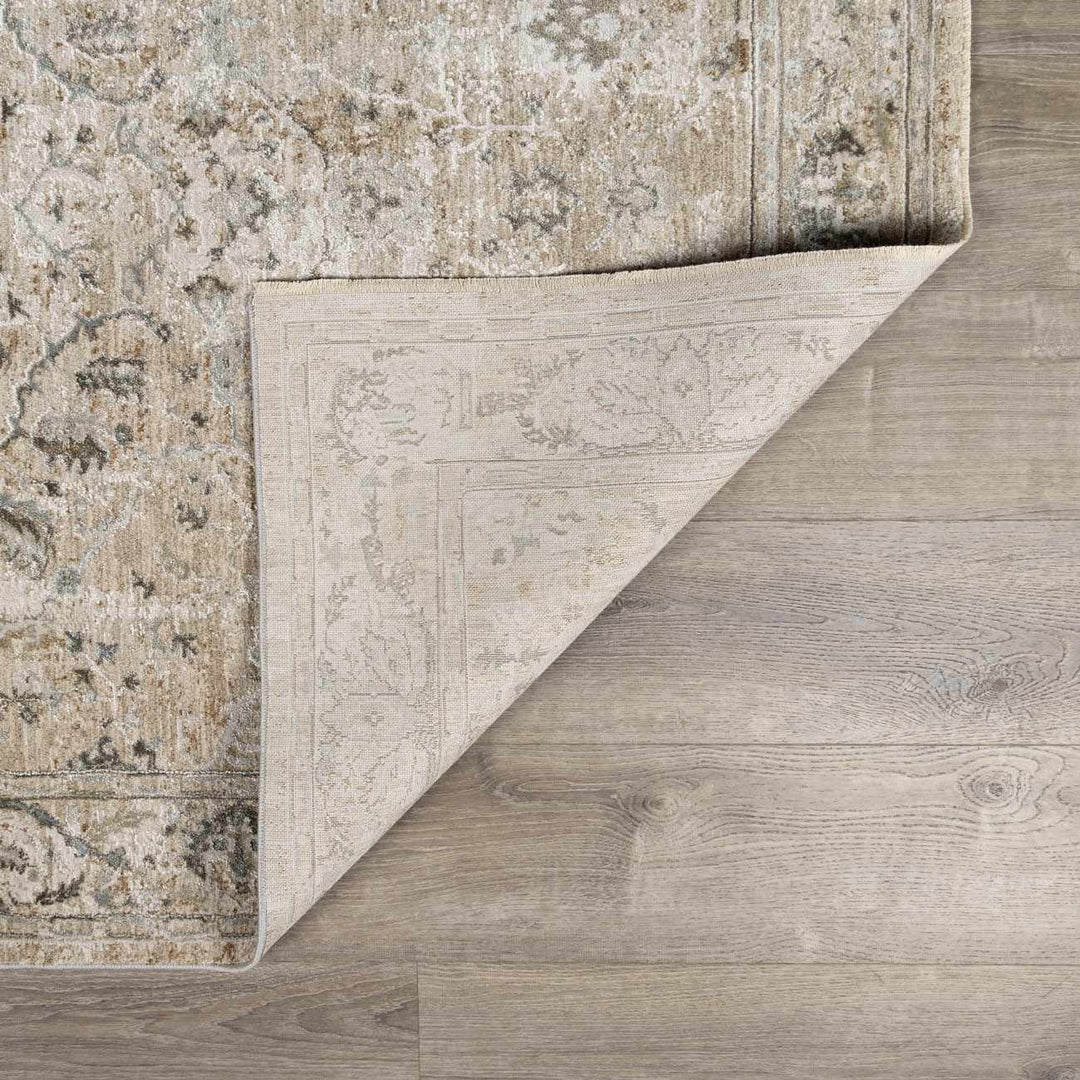 Gray And Beige Traditional Style medallion Rug - The Rug Decor