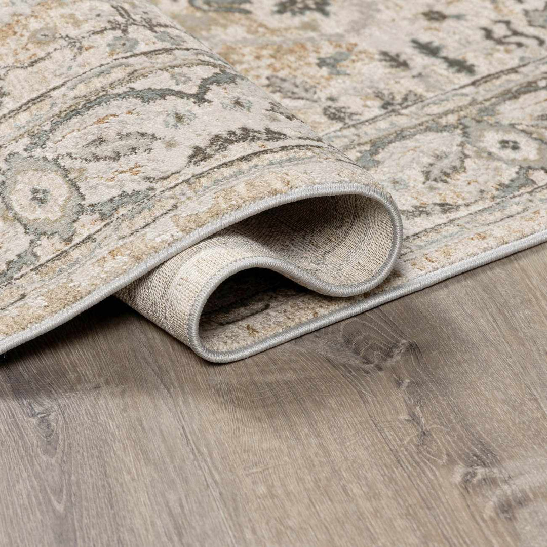 Gray And Beige Traditional Style medallion Rug - The Rug Decor