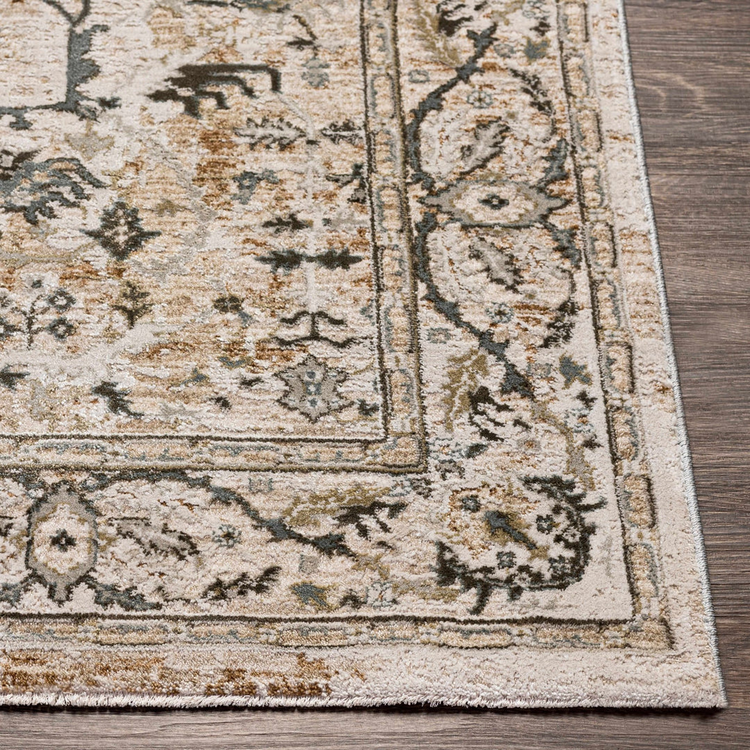 Gray And Beige Traditional Style medallion Rug - The Rug Decor
