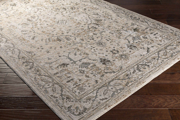 Gray And Beige Traditional Style medallion Rug - The Rug Decor