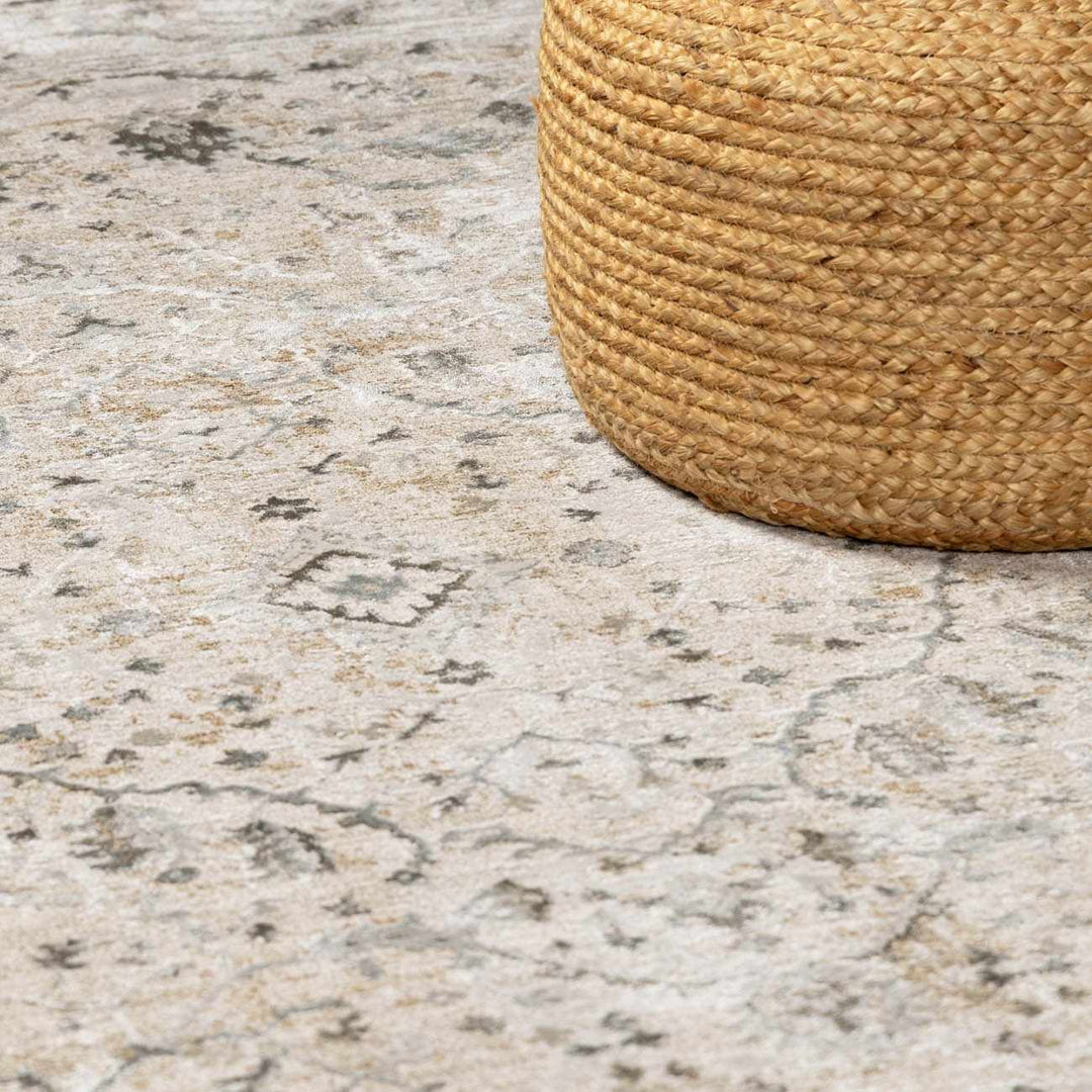 Gray And Beige Traditional Style medallion Rug - The Rug Decor