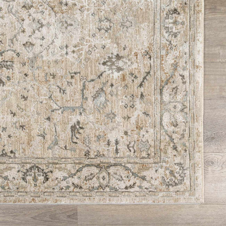 Gray And Beige Traditional Style medallion Rug - The Rug Decor