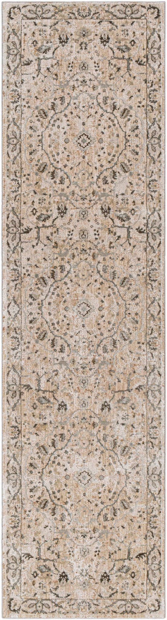 Gray And Beige Traditional Style medallion Rug - The Rug Decor