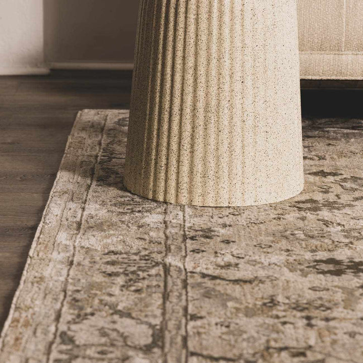 Gray And Beige Traditional Style medallion Rug - The Rug Decor