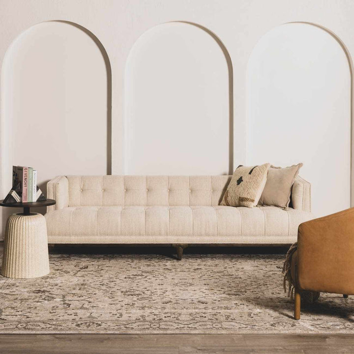 Gray And Beige Traditional Style medallion Rug - The Rug Decor